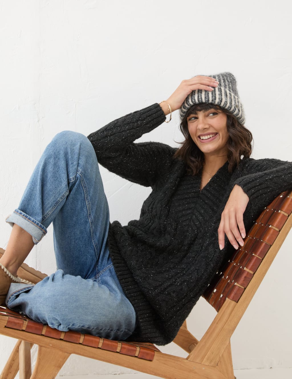 Longline cable knit jumper on sale