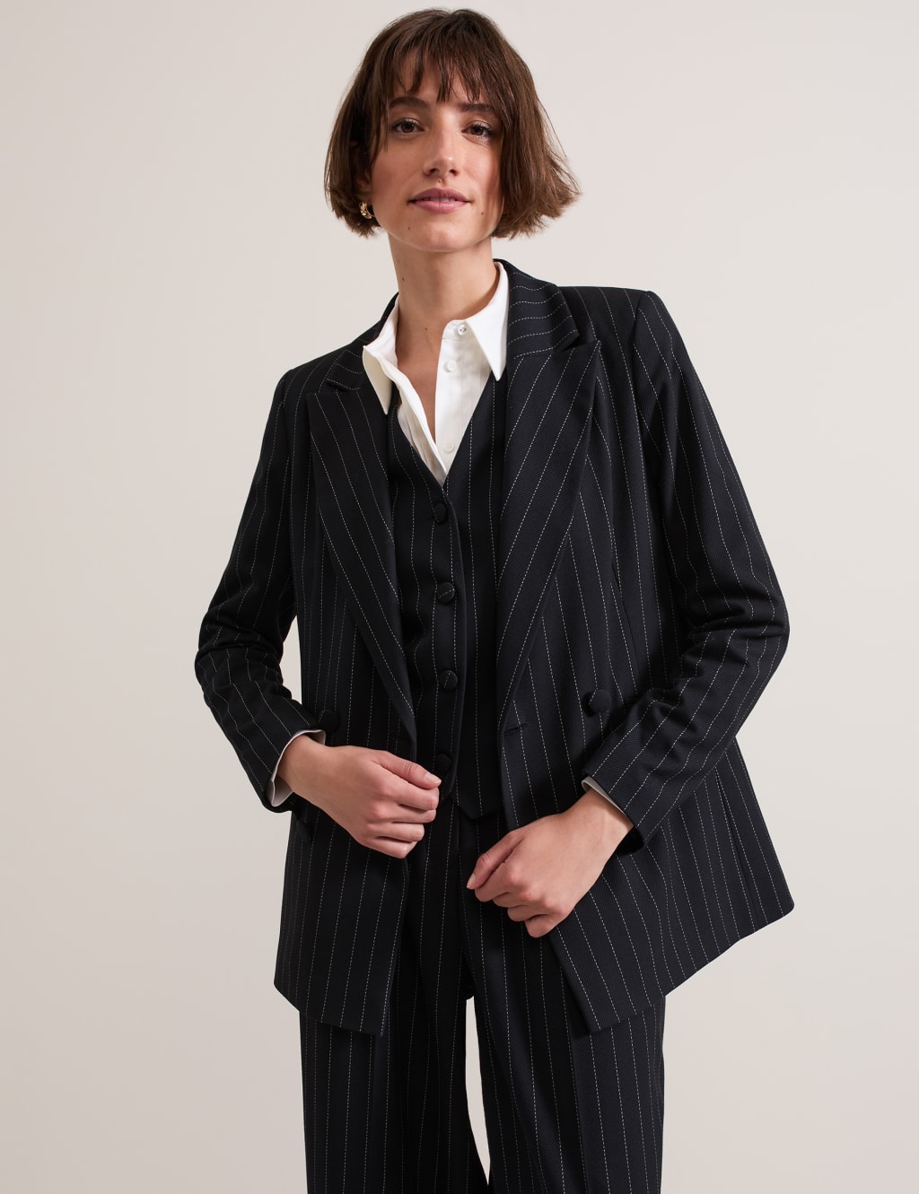 Pinstripe double breasted blazer hot sale