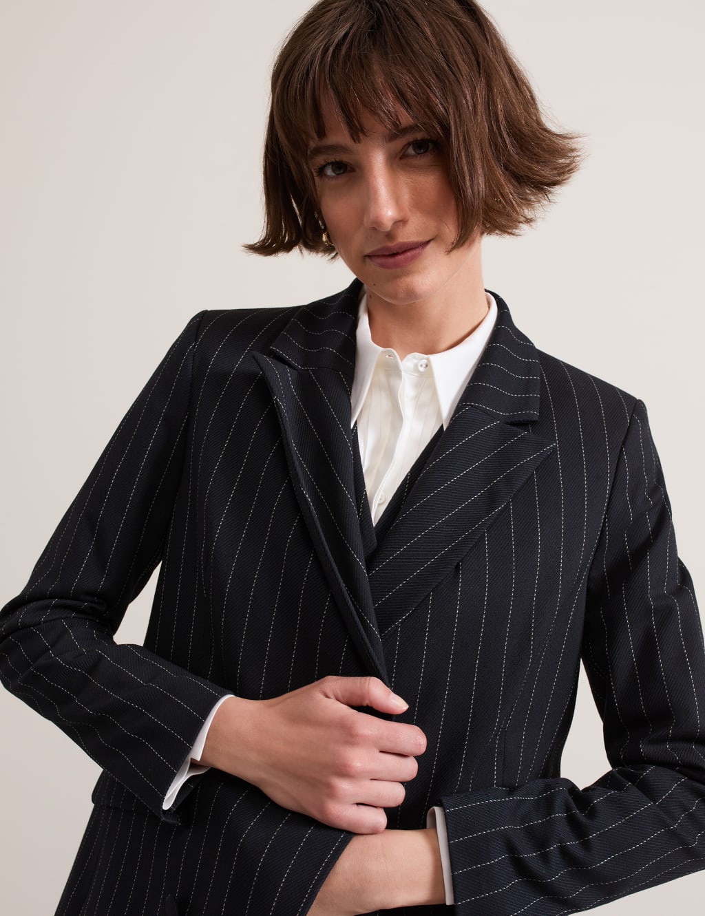 Pinstripe double breasted blazer shop