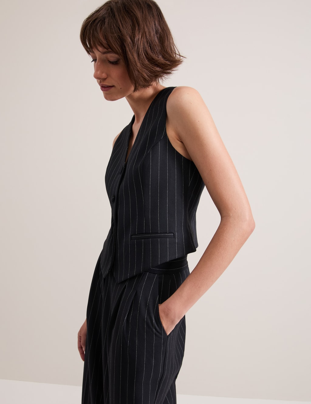 Pinstripe Single Breasted Waistcoat 1 of 8