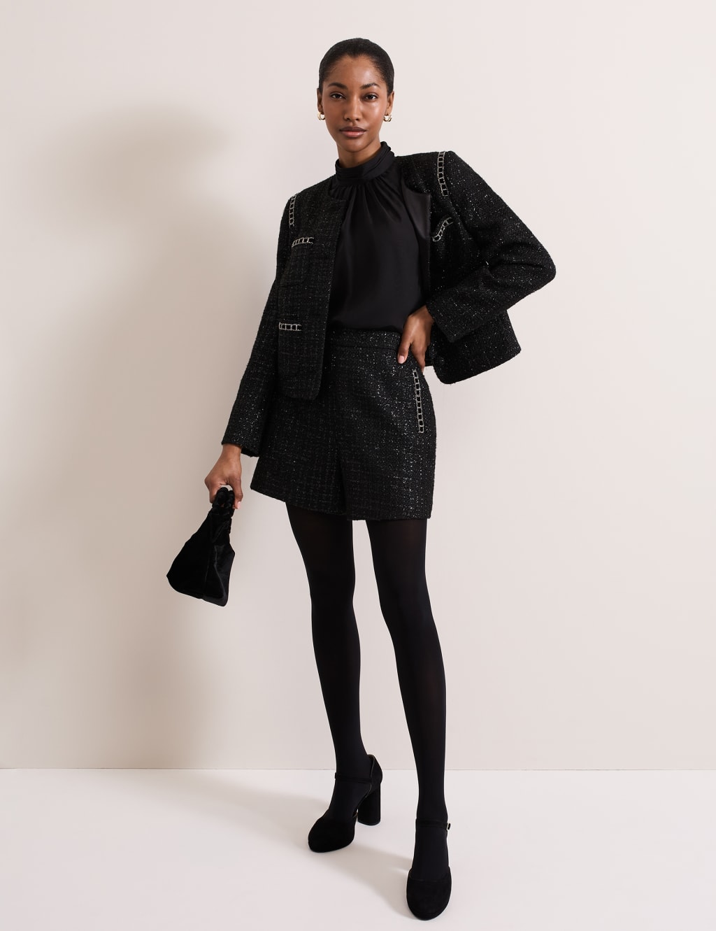 Embellished Collarless Tailored Jacket | Phase Eight | M&S Embellished Collarless Tailored Jacket | Phase Eight | M&S