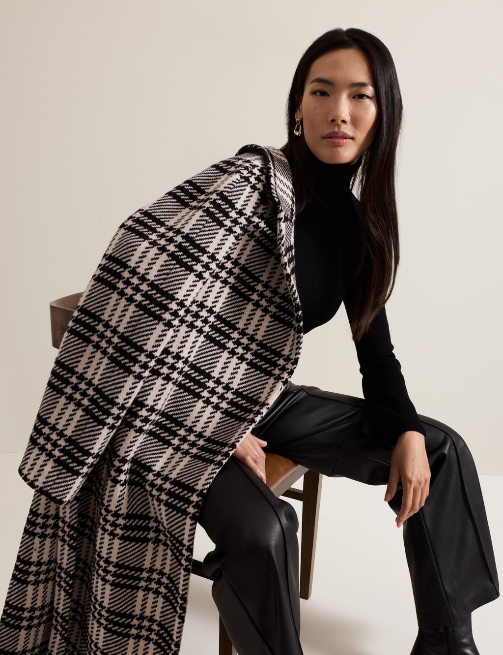 品数豊富！ Wool Blend Checked Longline Wrap Coat | Phase Eight | M&S ジャケット・アウター