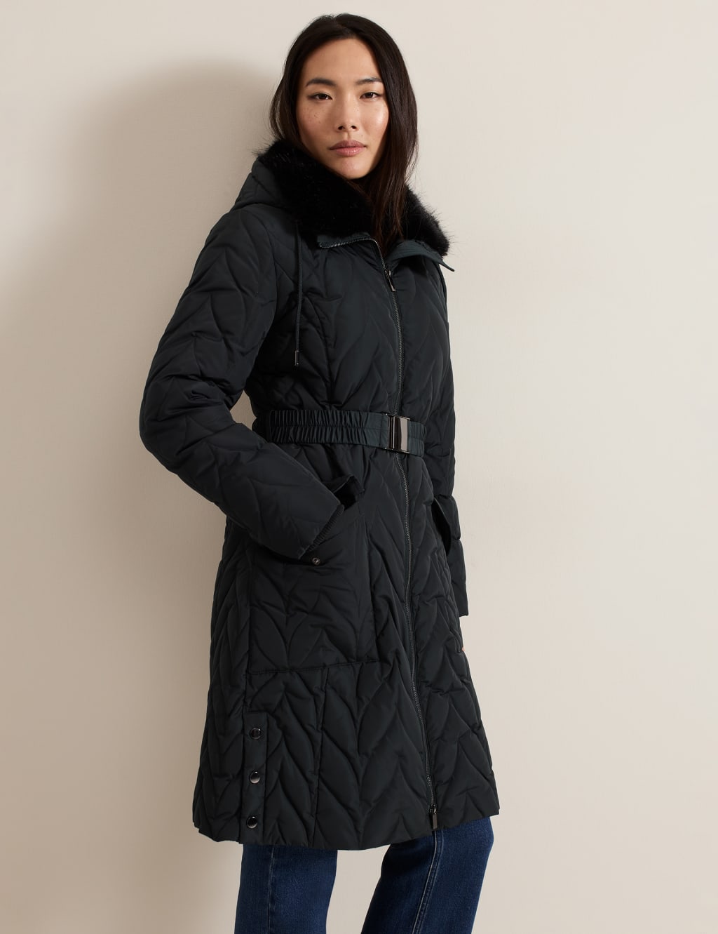 Quilted Belted Longline Puffer Coat Phase Eight M S
