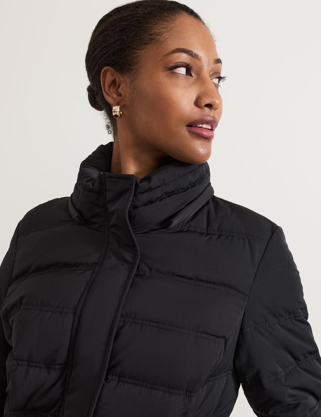 Faux fur trim puffer jacket sales