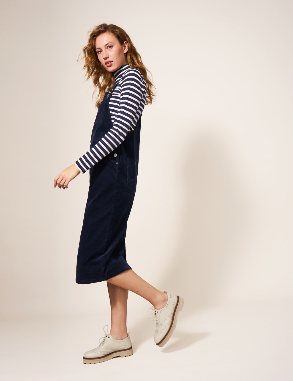 Cord Square Neck Knee Length Pinafore Dress White Stuff M S