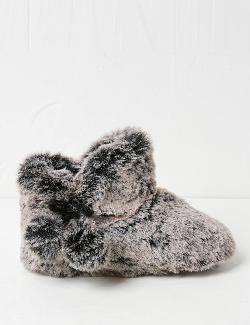 Faux Fur Pom Pom Slipper Boots