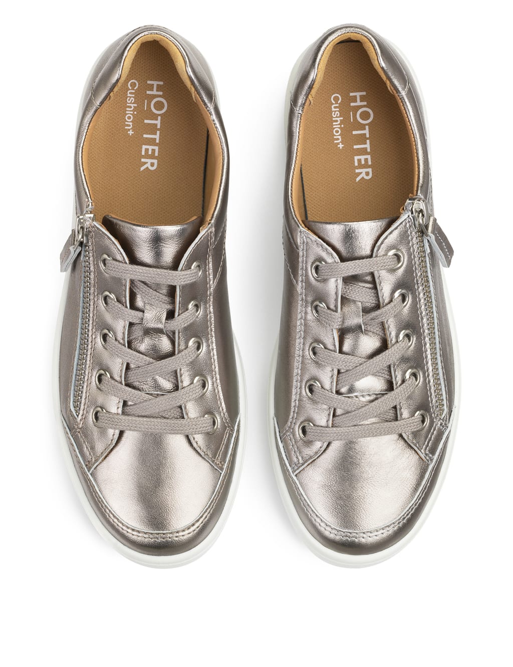 Chase II Wide Fit Leather Metallic Trainers Hotter M S