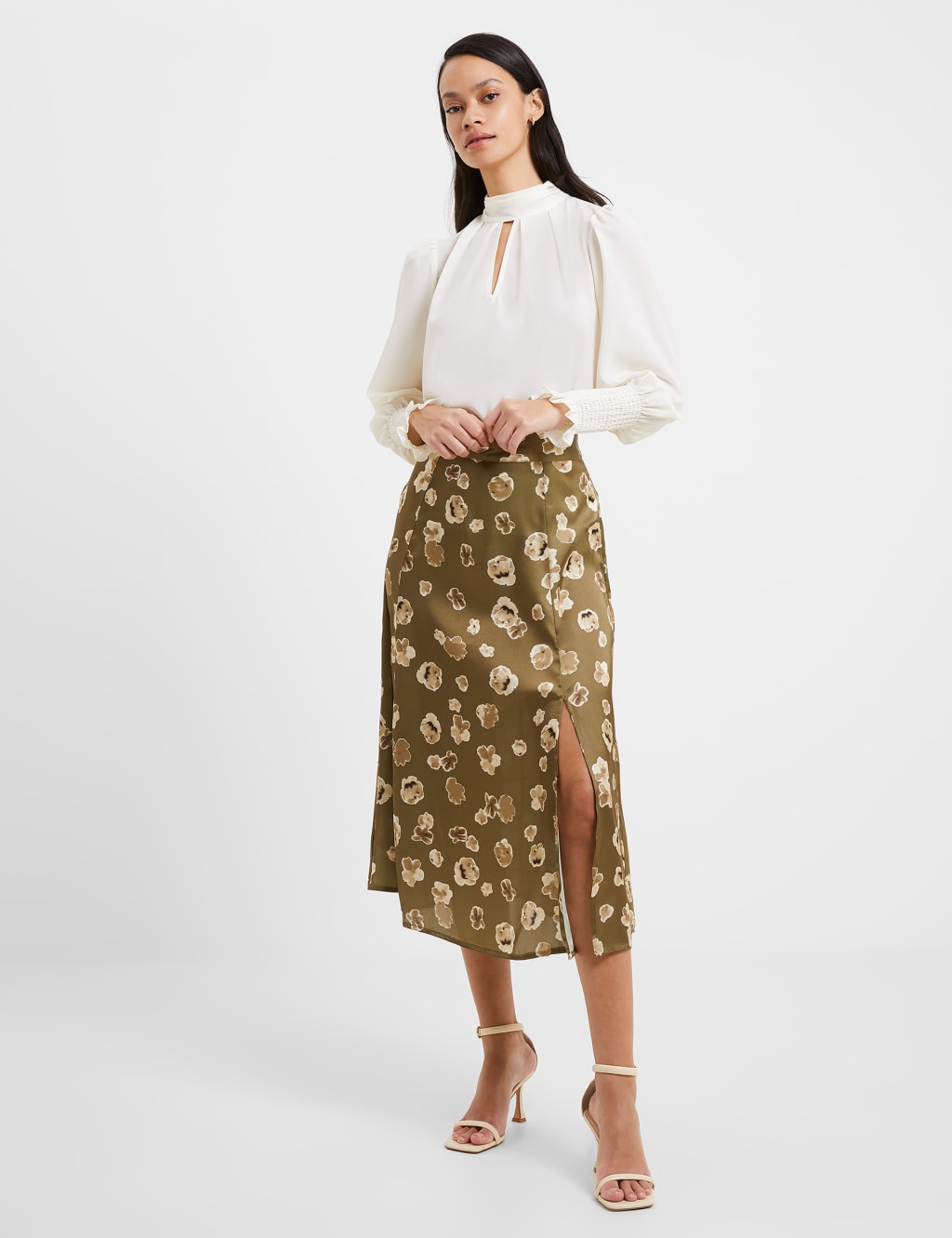 French connection floral midi skirt sale