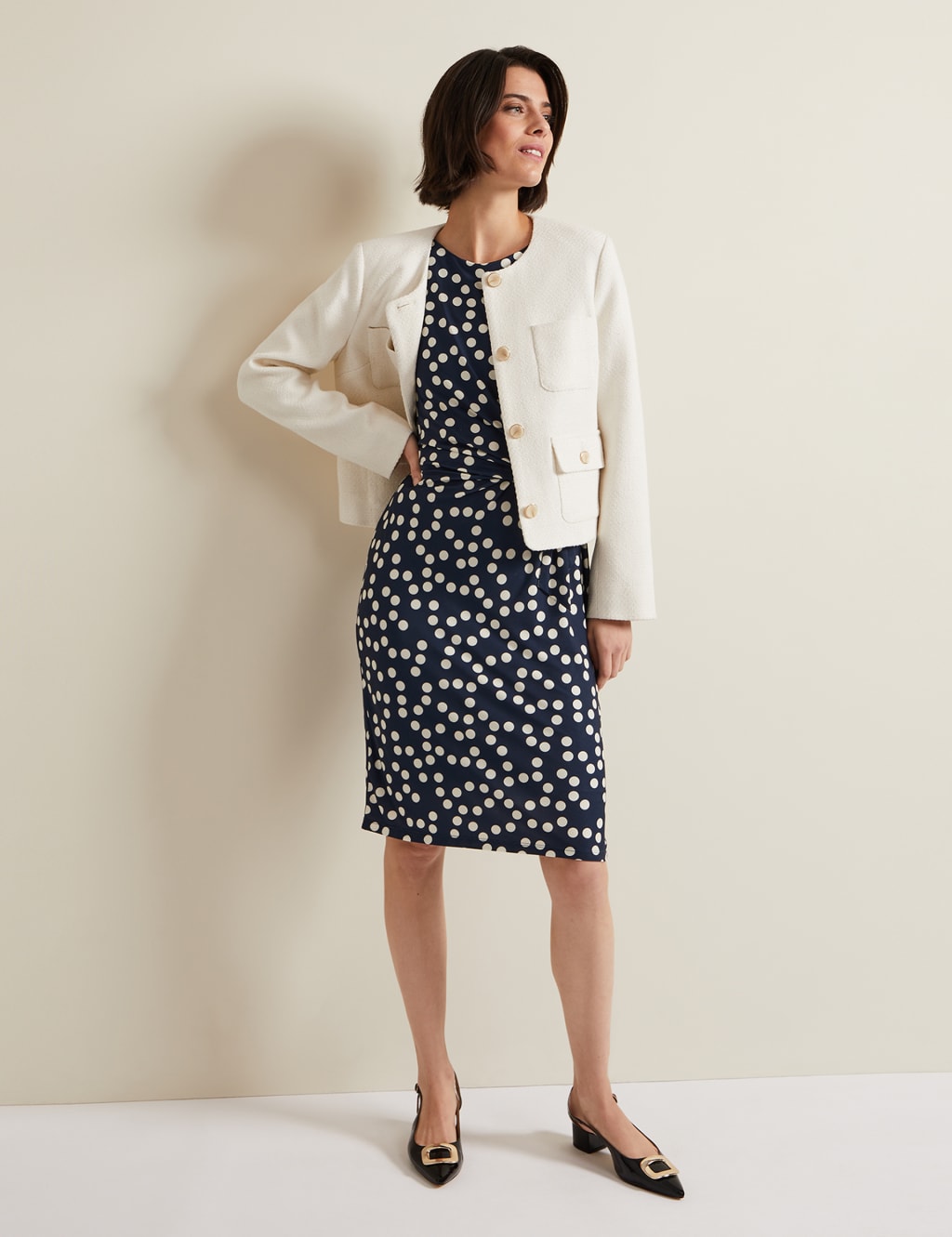 Jersey Polka Dot Midi Shift Dress 6 of 6