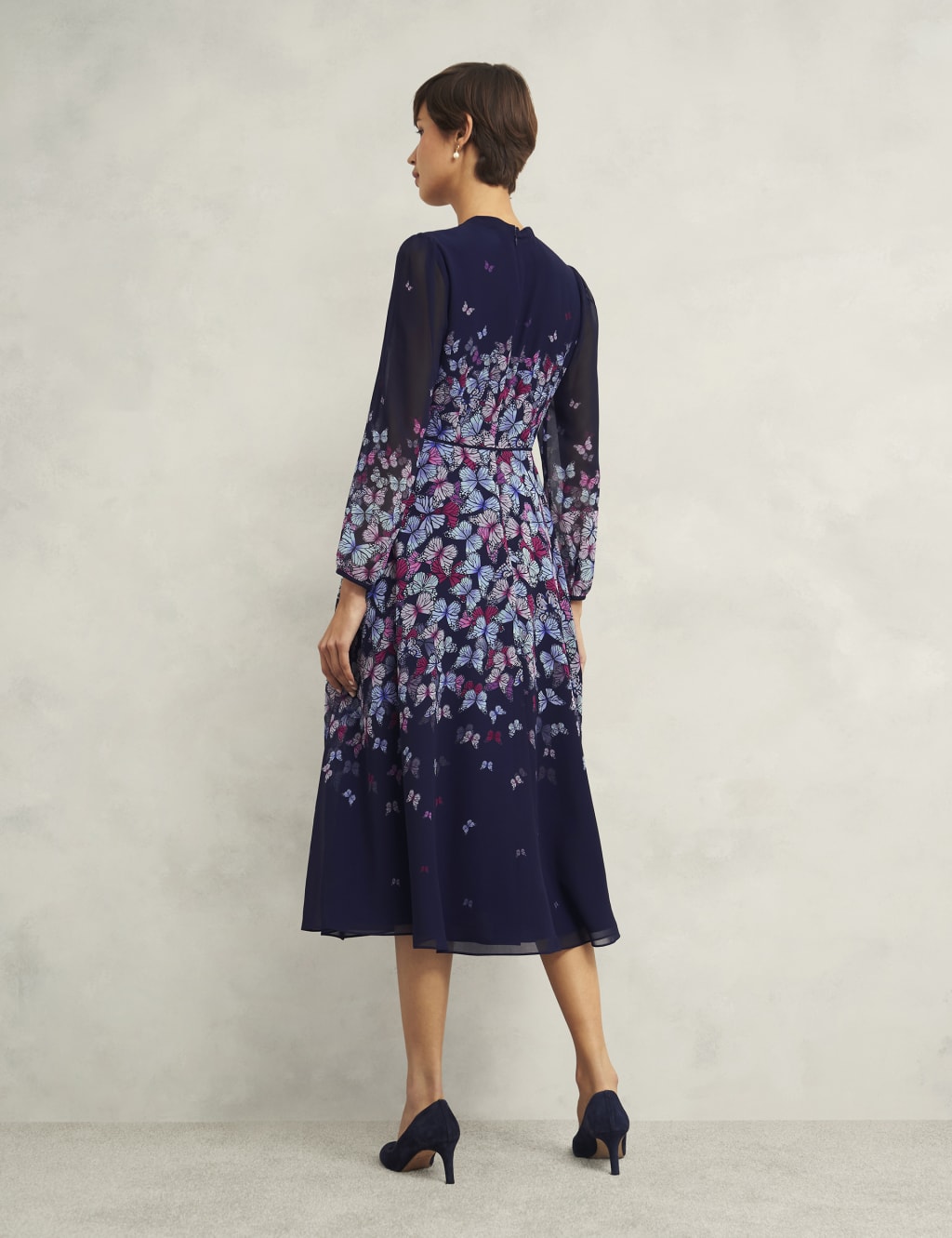 Printed V-Neck Midi Skater Dress 3 of 8