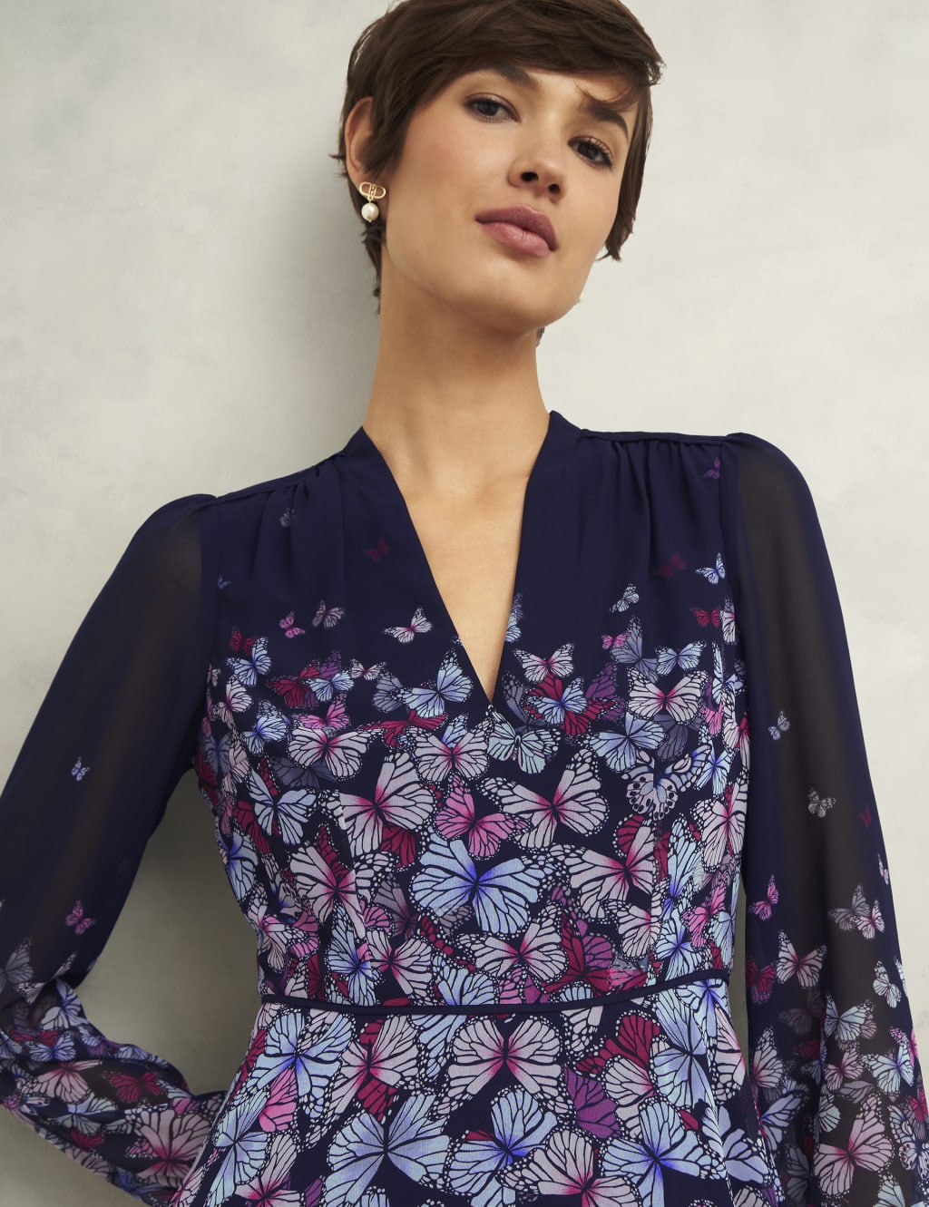 Printed V-Neck Midi Skater Dress 4 of 8