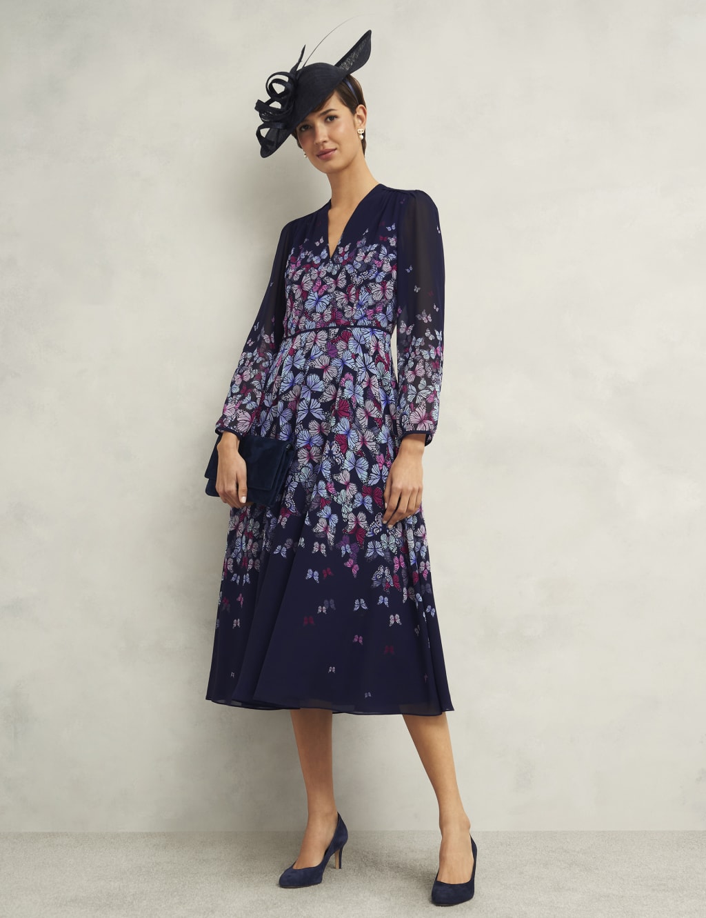 Printed V-Neck Midi Skater Dress 6 of 8