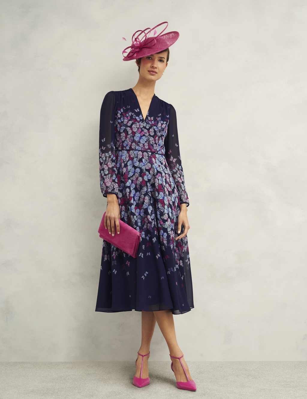 Printed V-Neck Midi Skater Dress 7 of 8