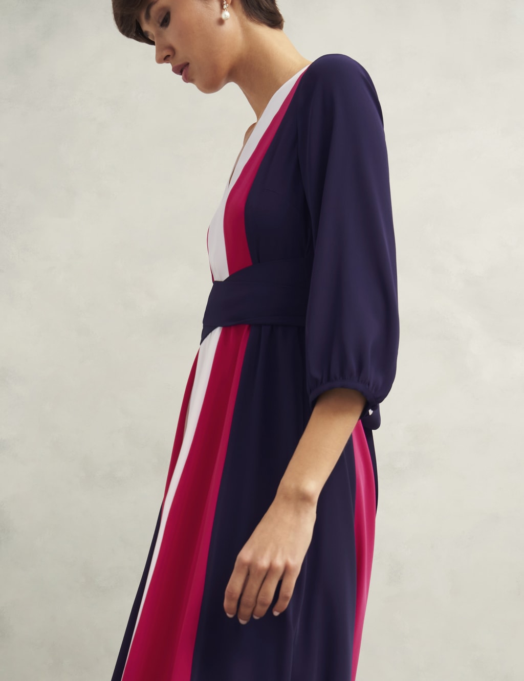 Colour Block V-Neck Midi Skater Dress 4 of 7