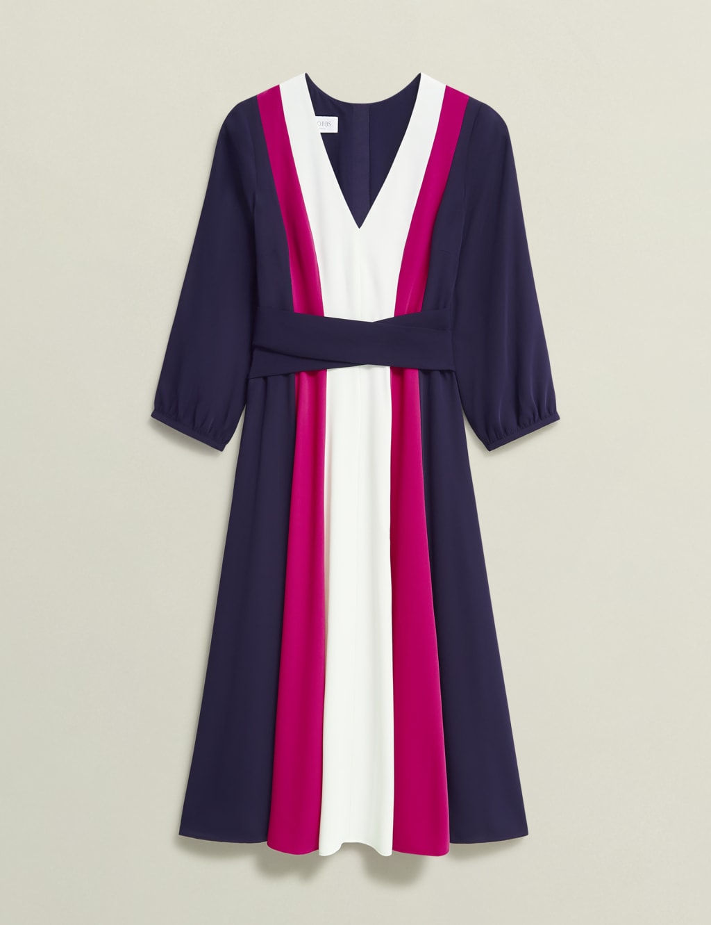 Colour Block V-Neck Midi Skater Dress 2 of 7
