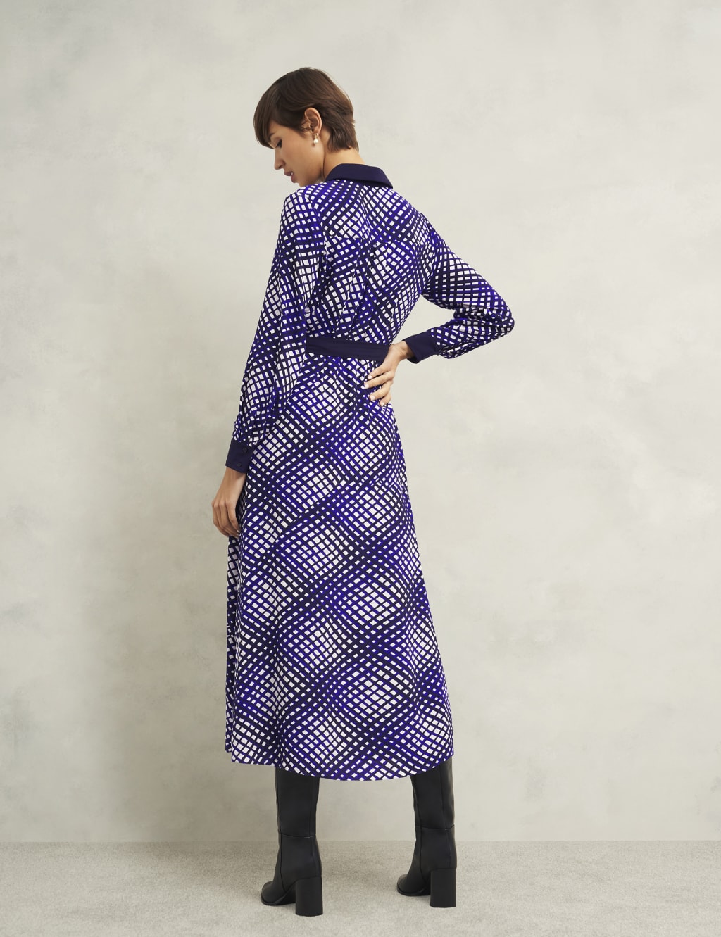 Checked Collared Midaxi Shirt Dress 3 of 7