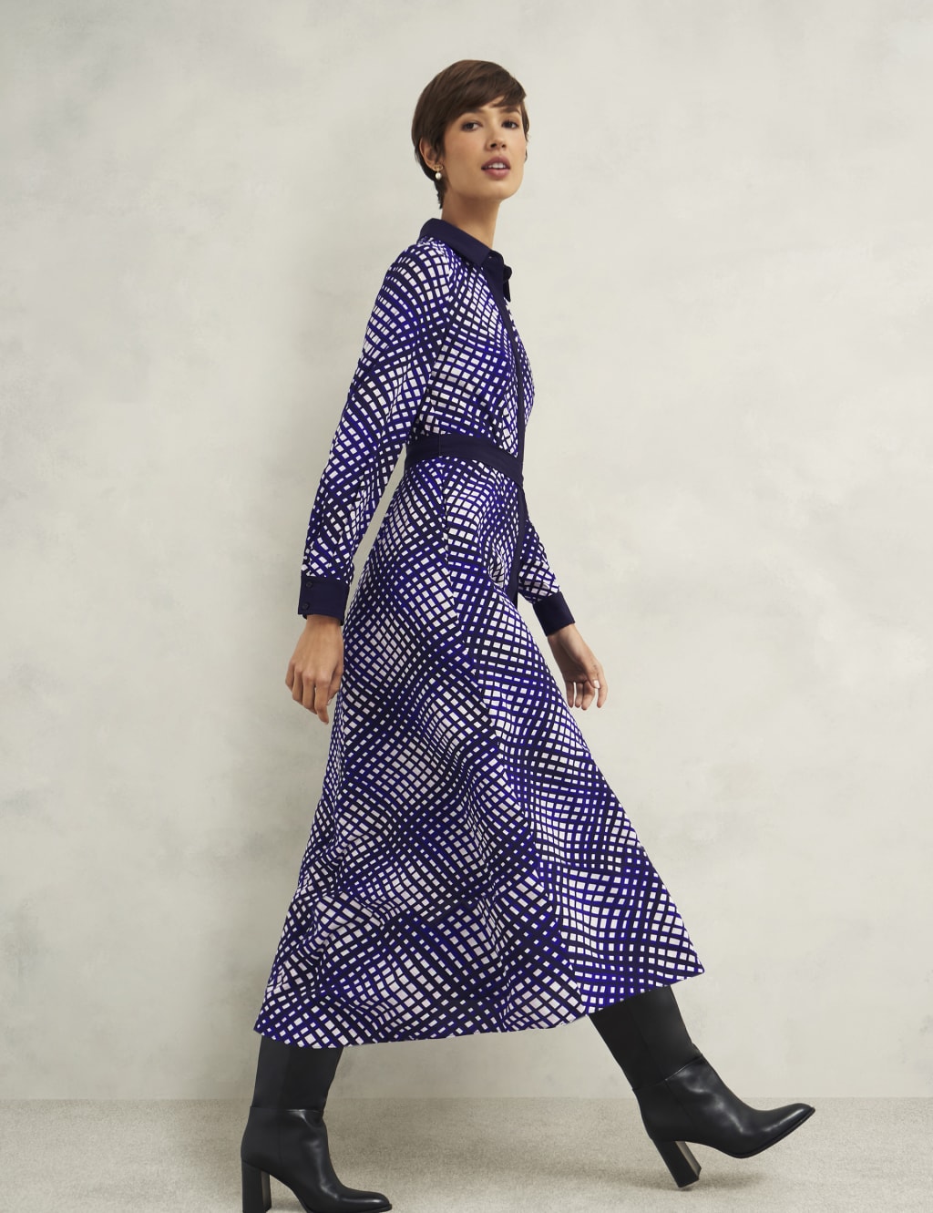 Checked Collared Midaxi Shirt Dress 4 of 7