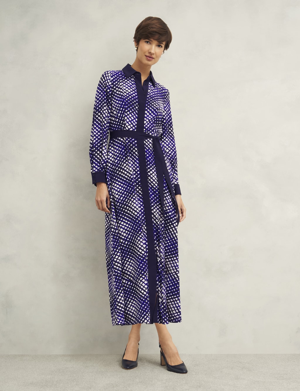 Checked Collared Midaxi Shirt Dress 6 of 7