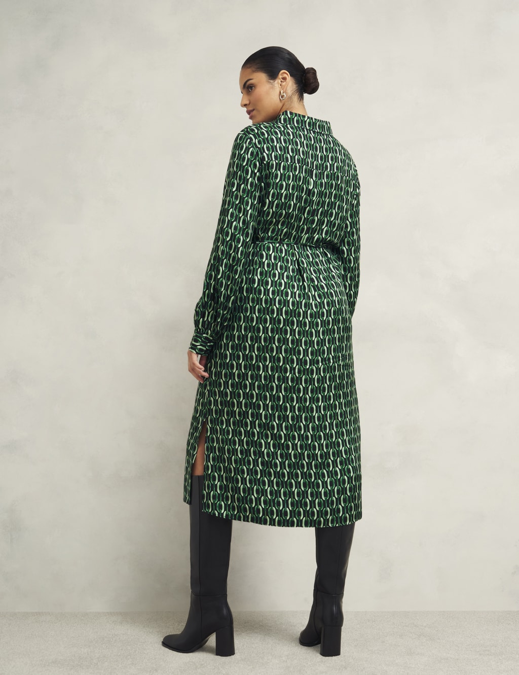 Geometric Collared Midi Shirt Dress 4 of 9