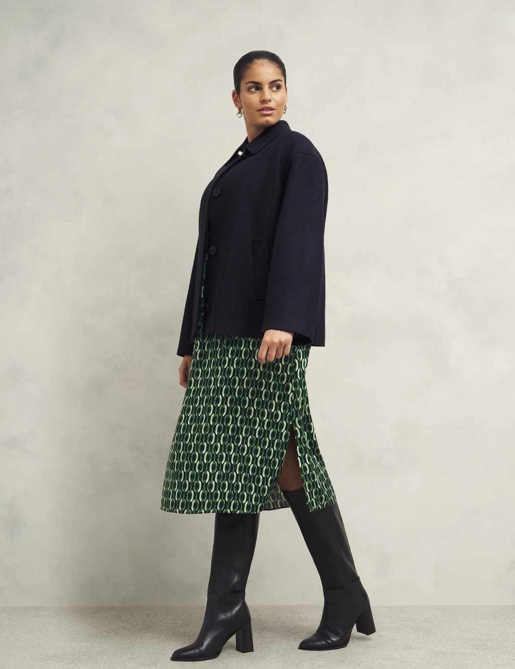 Geometric Collared Midi Shirt Dress 6 of 9