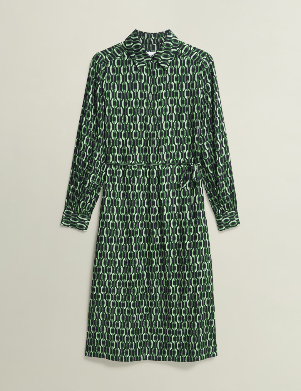 Geometric Collared Midi Shirt Dress 2 of 9