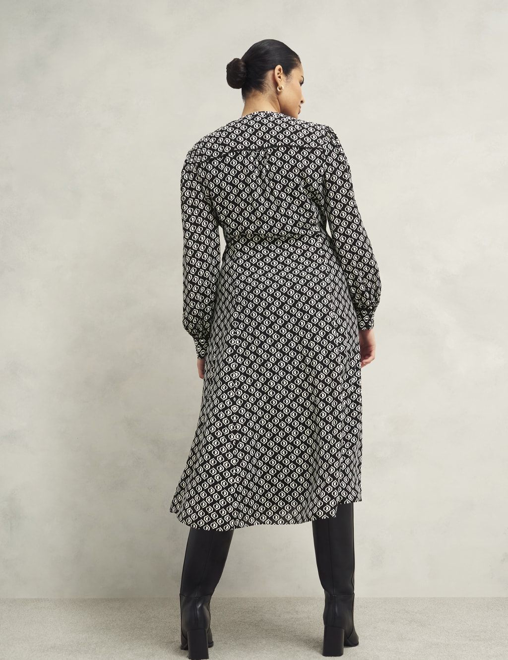 Geometric V-Neck Midi Skater Dress 3 of 10