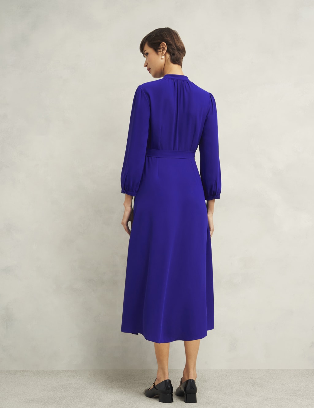 V-Neck Button Through Midi Waisted Dress 3 of 5