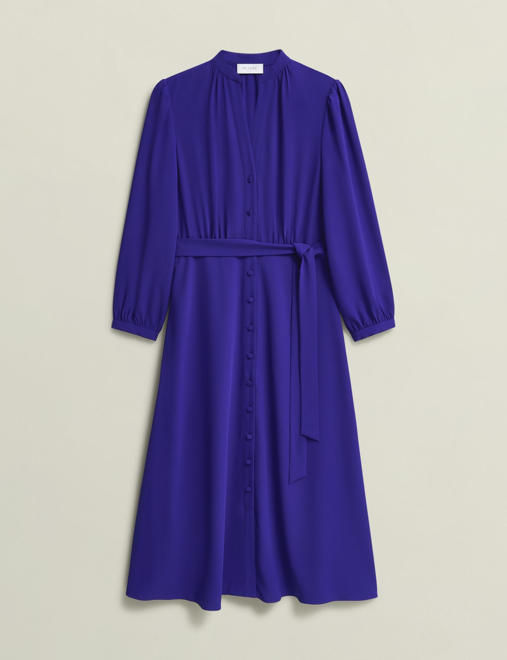 V-Neck Button Through Midi Waisted Dress 2 of 5
