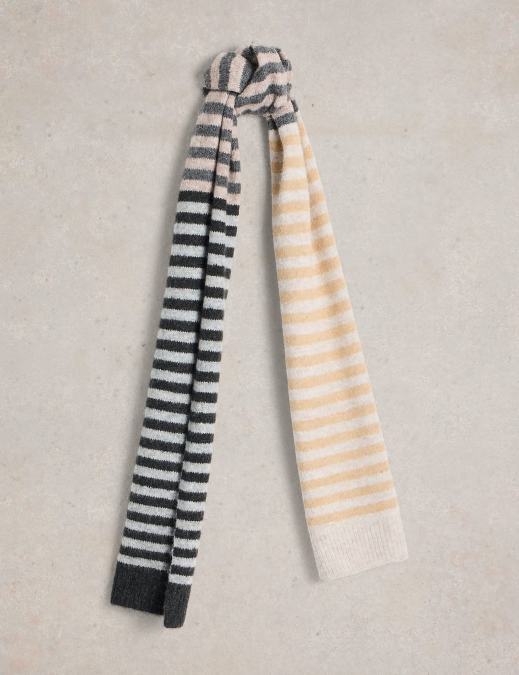 Knitted Striped Scarf with Wool White Stuff M S