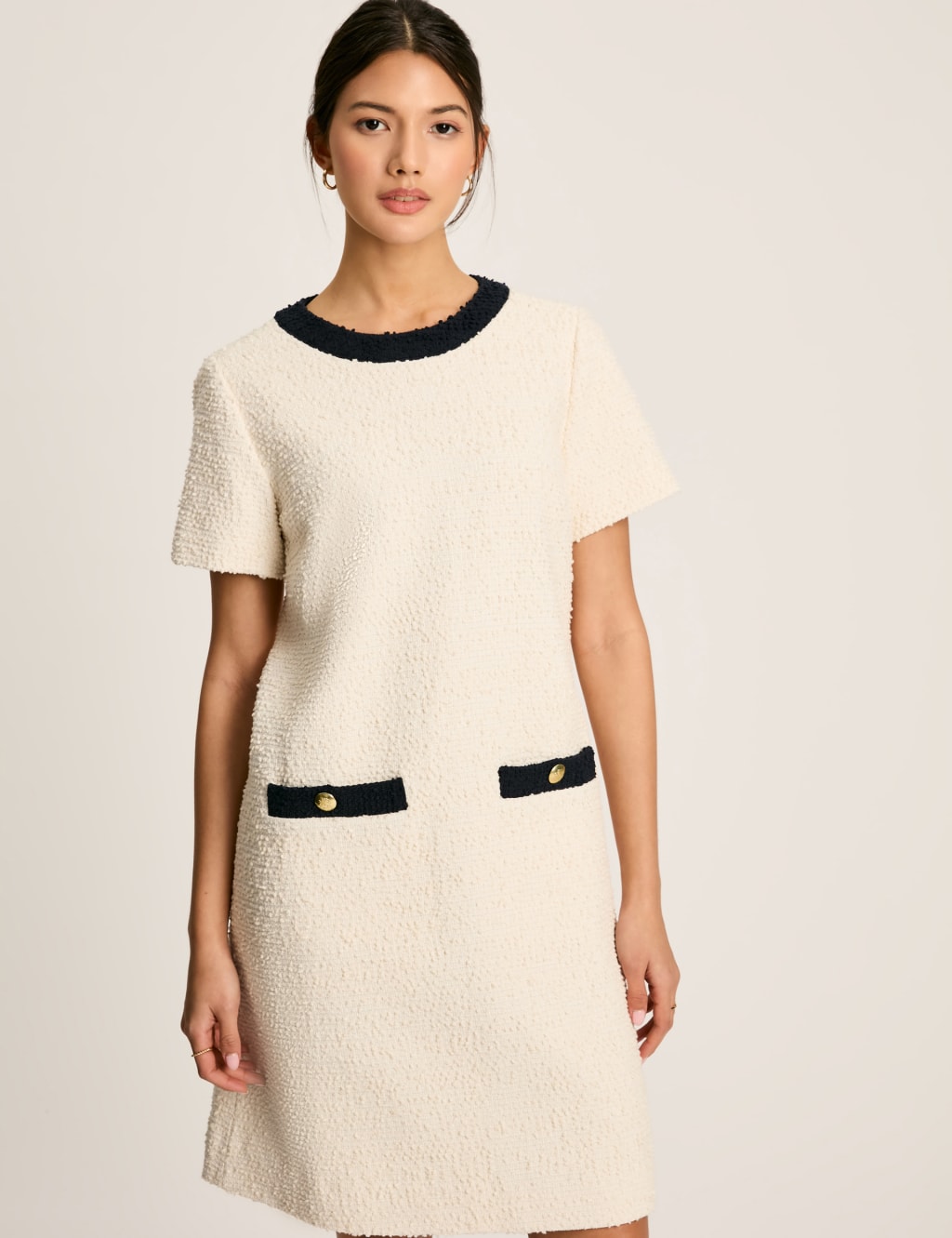 Casual round collar plain loose shift dress discount