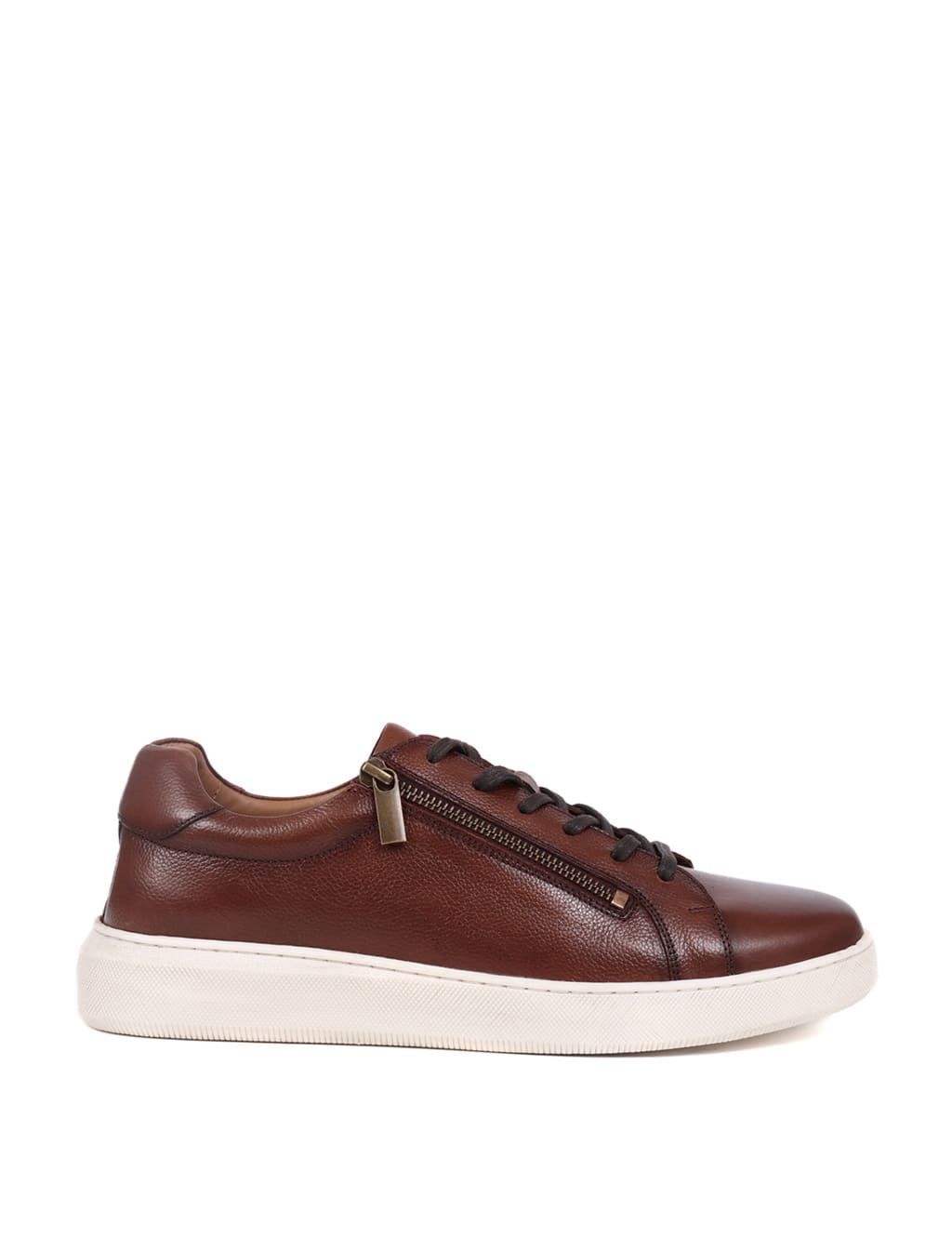 Leather Side Zip Lace Up Trainers 2 of 7