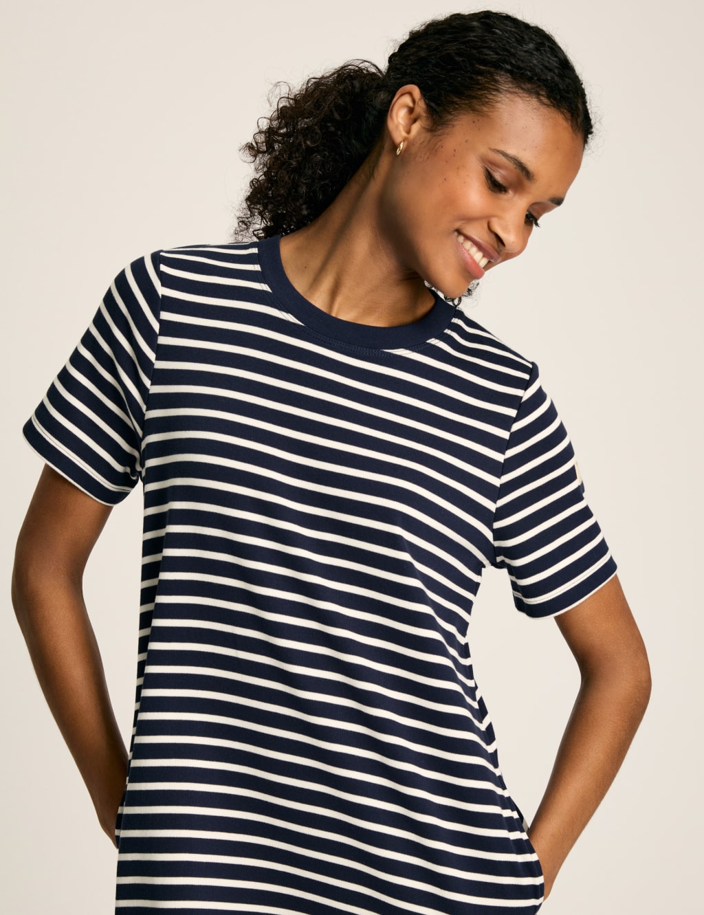 Jersey Striped Knee Length T Shirt Dress Joules M S