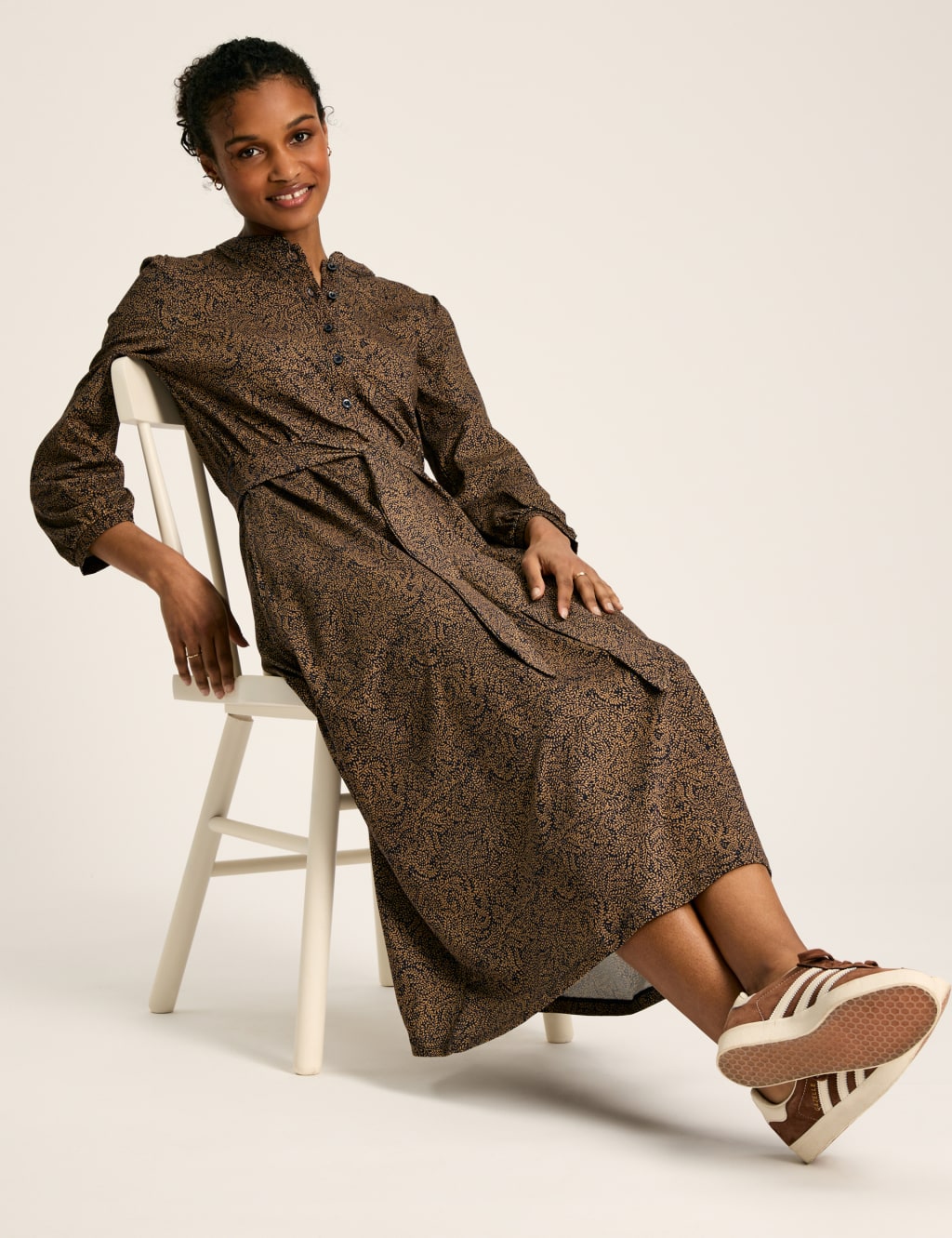 Pure Cotton Paisley Midaxi Shirt Dress Joules M S