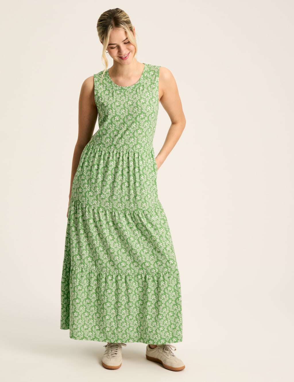 Cotton Rich Floral Midaxi Tiered Dress | Joules | M&S