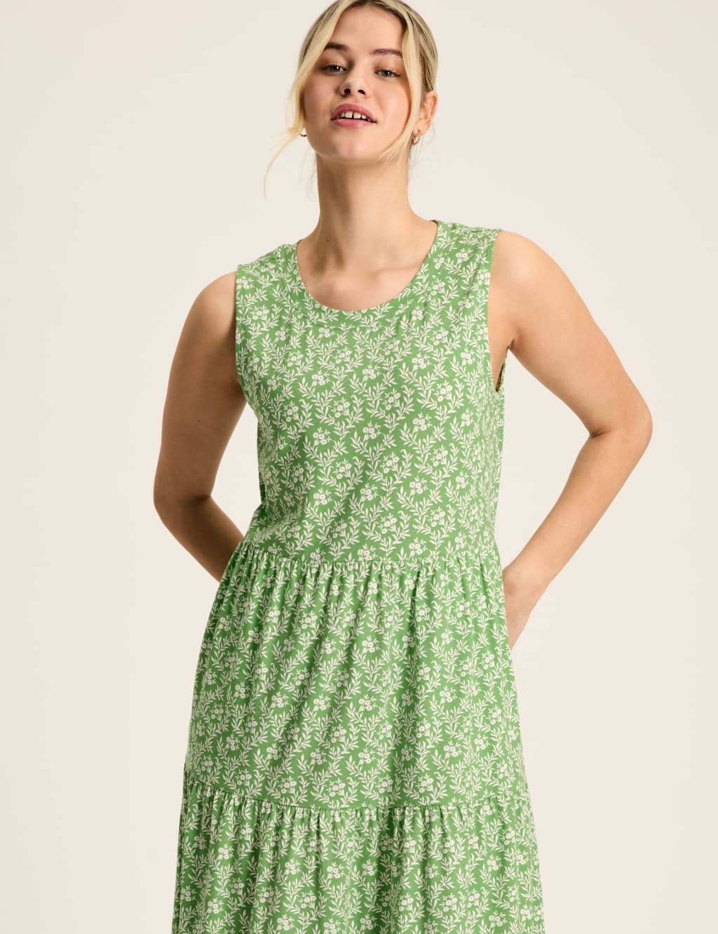 Cotton Rich Floral Midaxi Tiered Dress | Joules | M&S