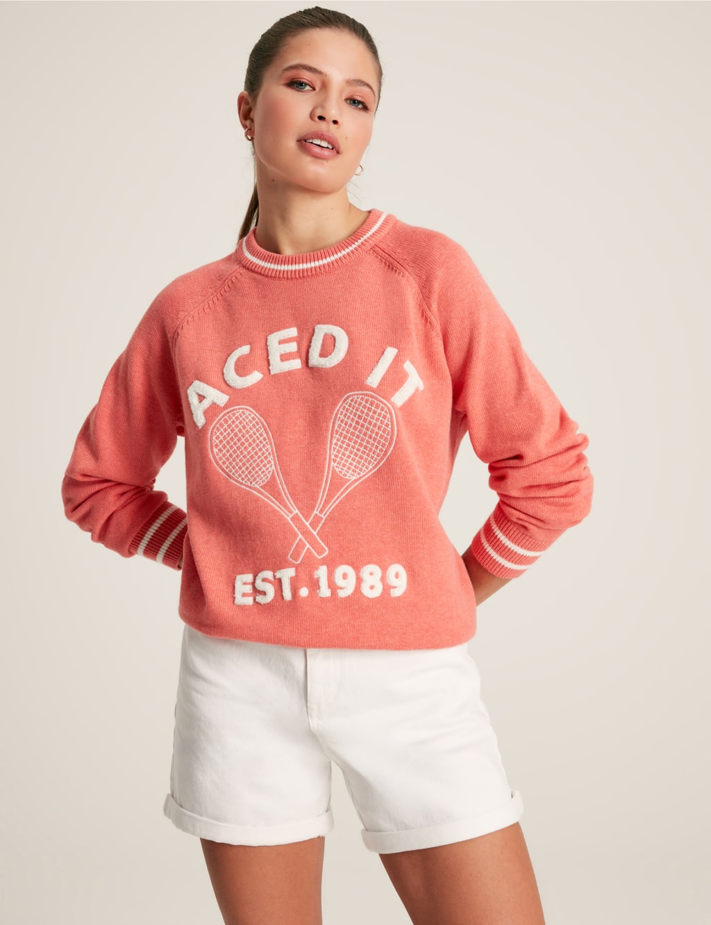 Pure Cotton Slogan Crew Neck Jumper 1 of 6