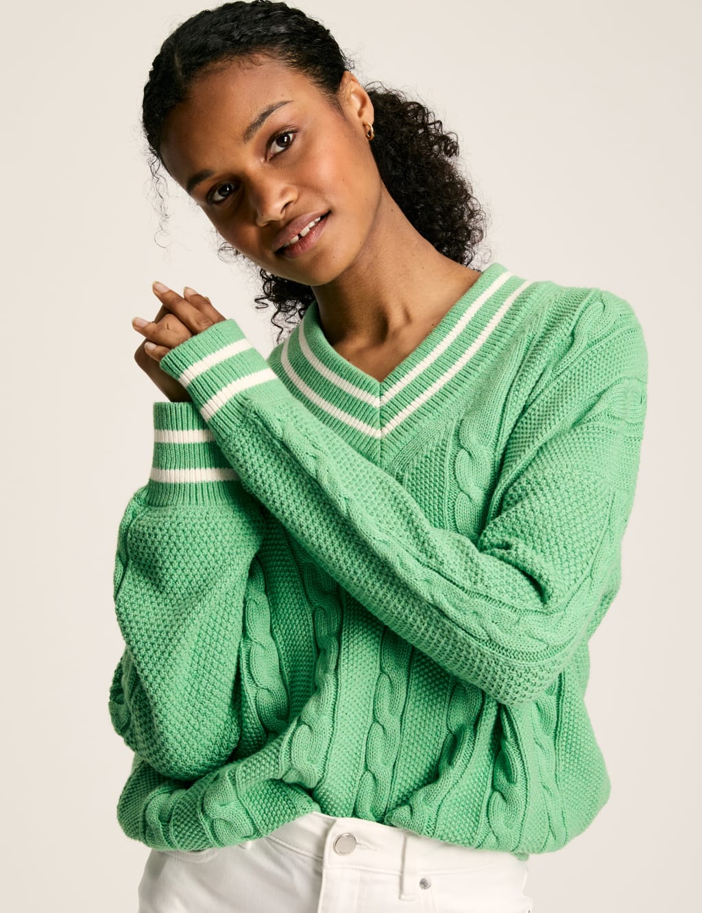 Cotton cable knit jumper womens online