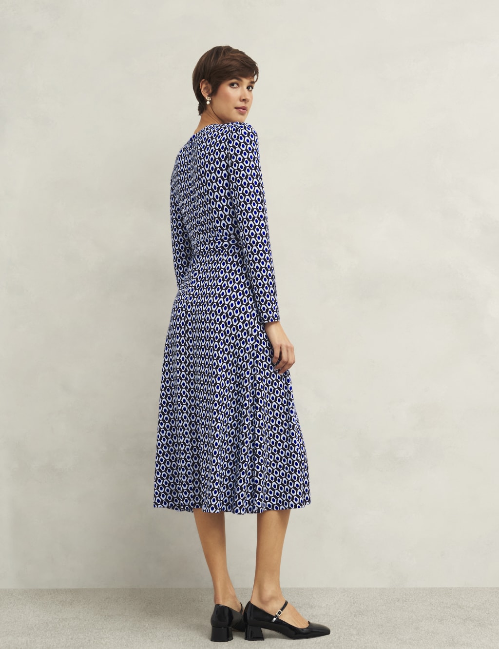 Jersey Geometric Midi Waisted Dress 3 of 6