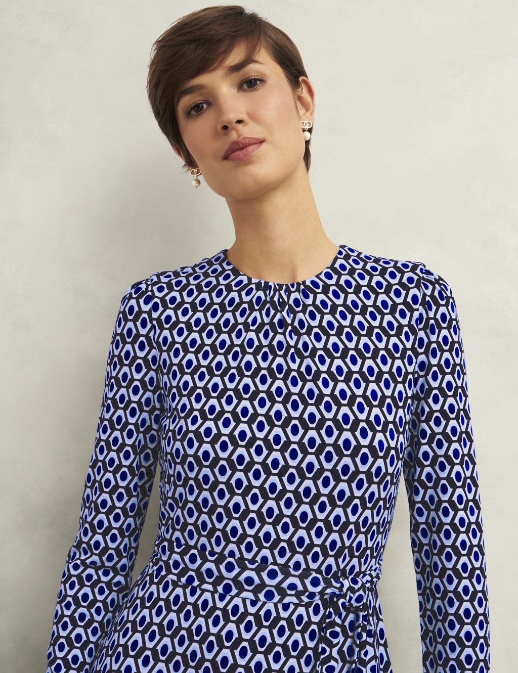 Jersey Geometric Midi Waisted Dress 5 of 6