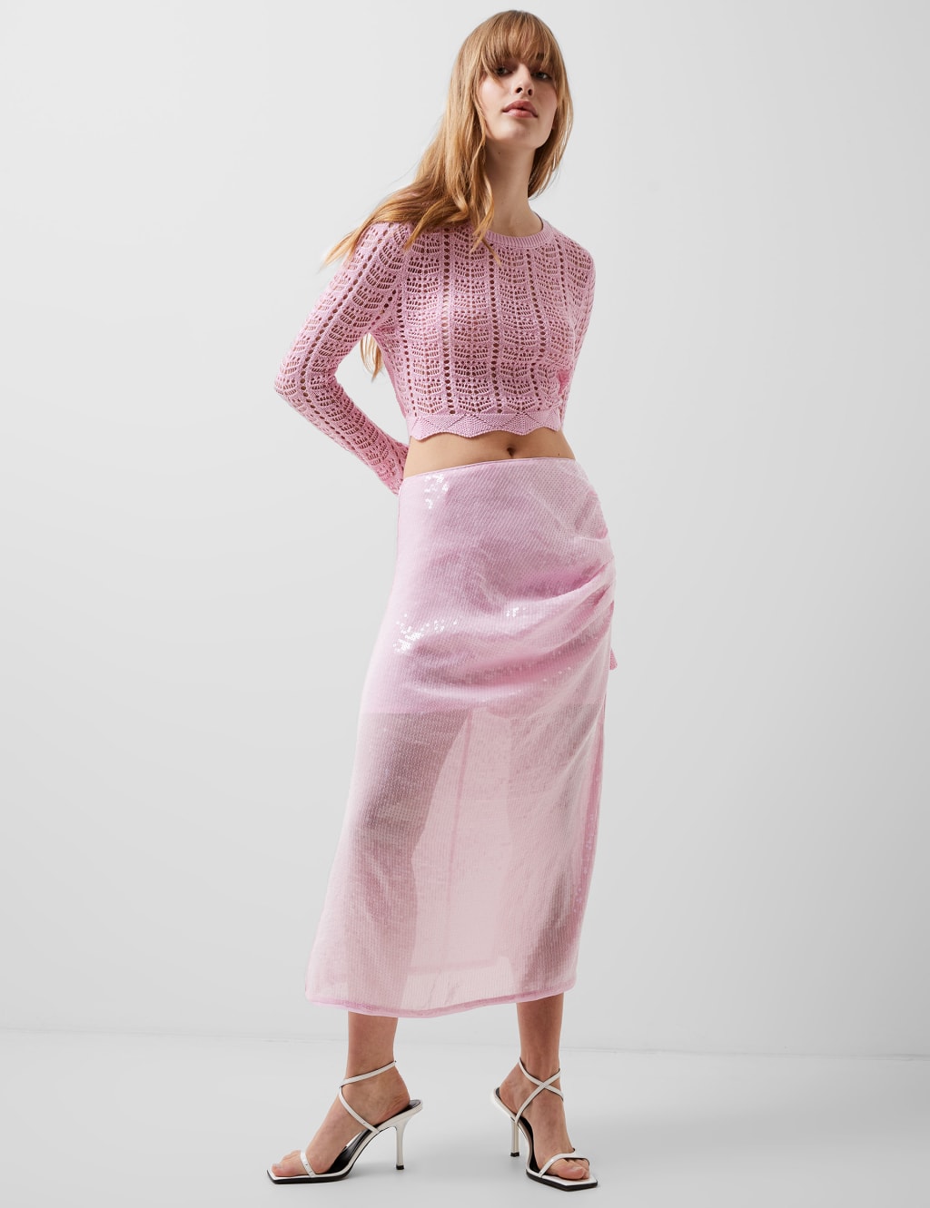 Sequin Midi A Line Skirt