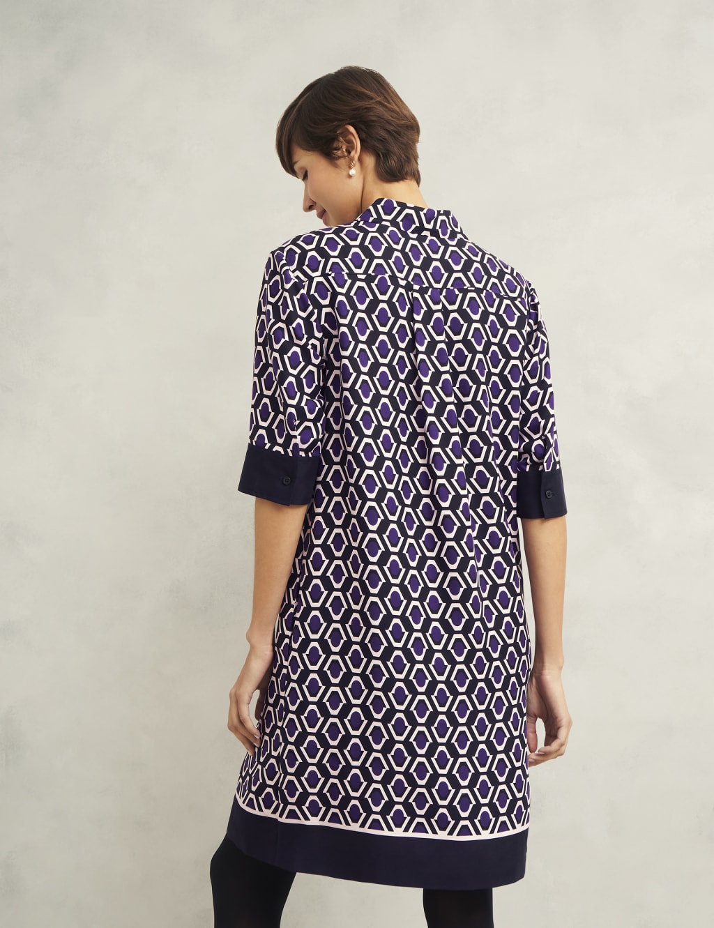 Geometric Knee Length Shirt Dress 3 of 9