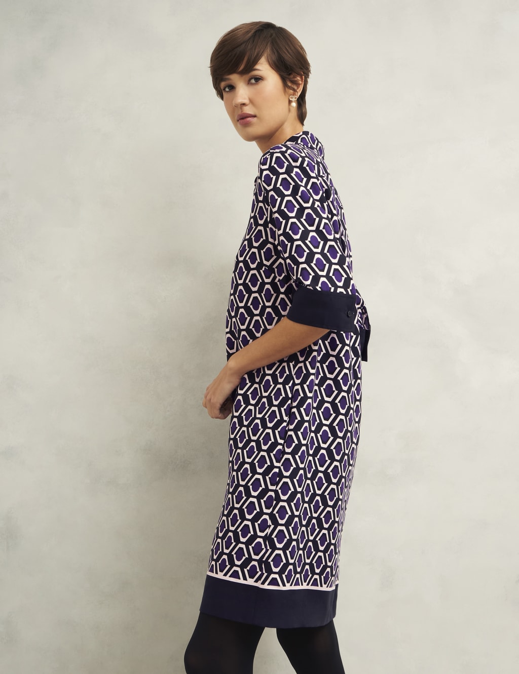 Geometric Knee Length Shirt Dress 4 of 9