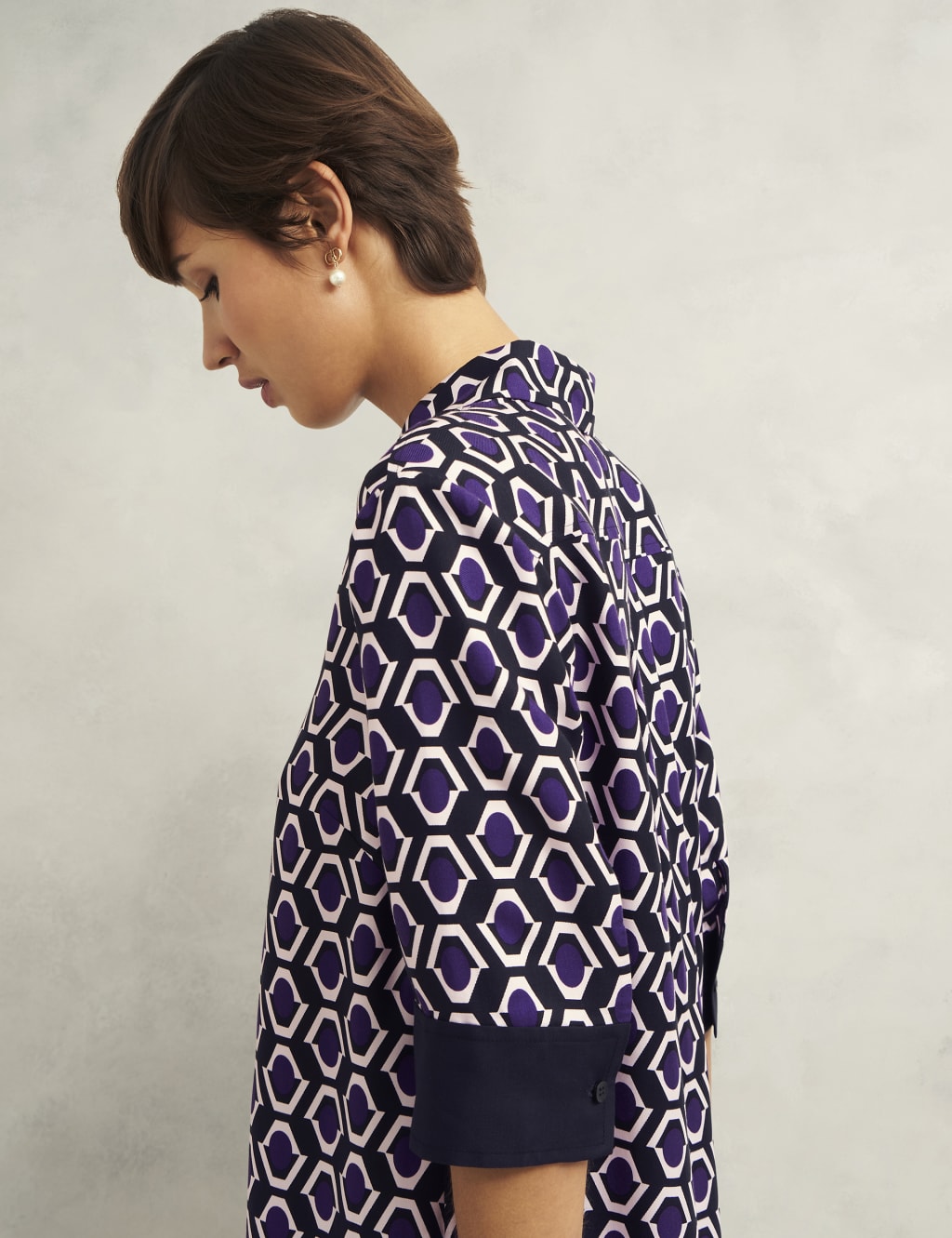 Geometric Knee Length Shirt Dress 5 of 9