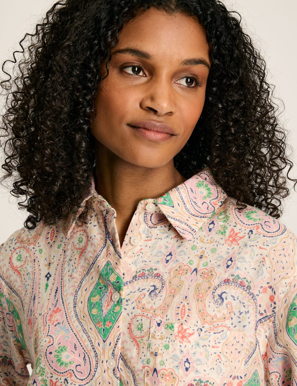 Pure Linen Paisley Collared Shirt Joules M S