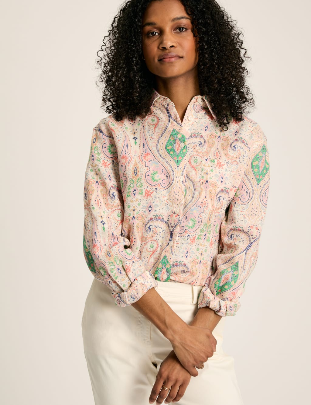 Pure Linen Paisley Collared Shirt 7 of 8