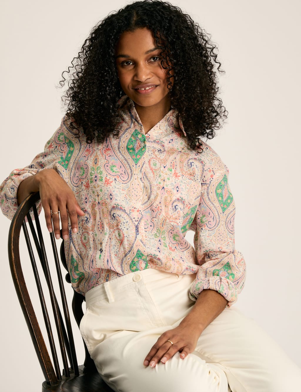 Pure Linen Paisley Collared Shirt 8 of 8