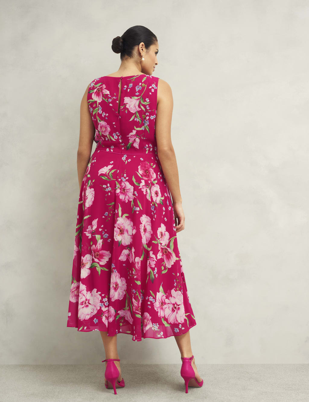 Floral Round Neck Midi Skater Dress 3 of 8
