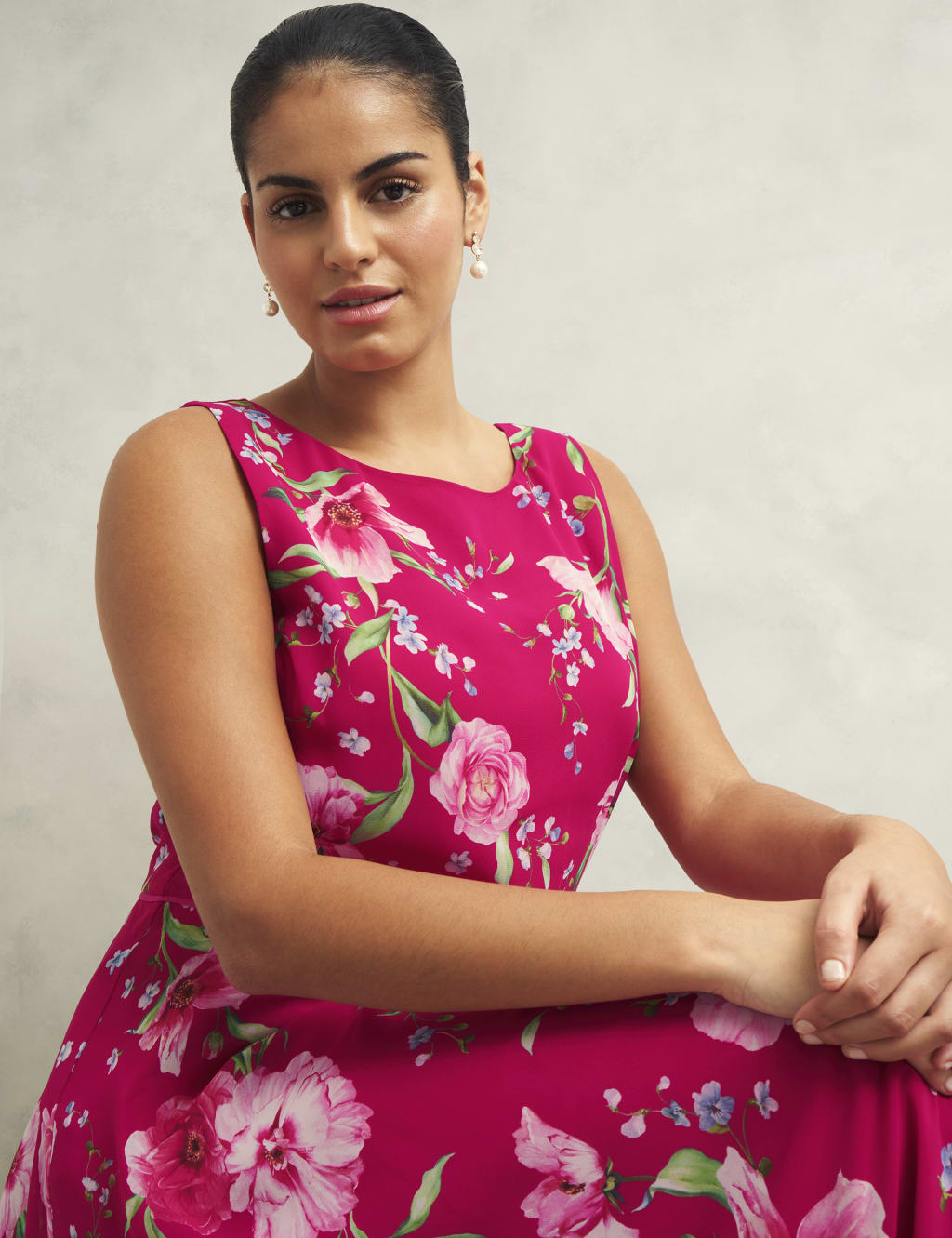 Floral Round Neck Midi Skater Dress 5 of 8