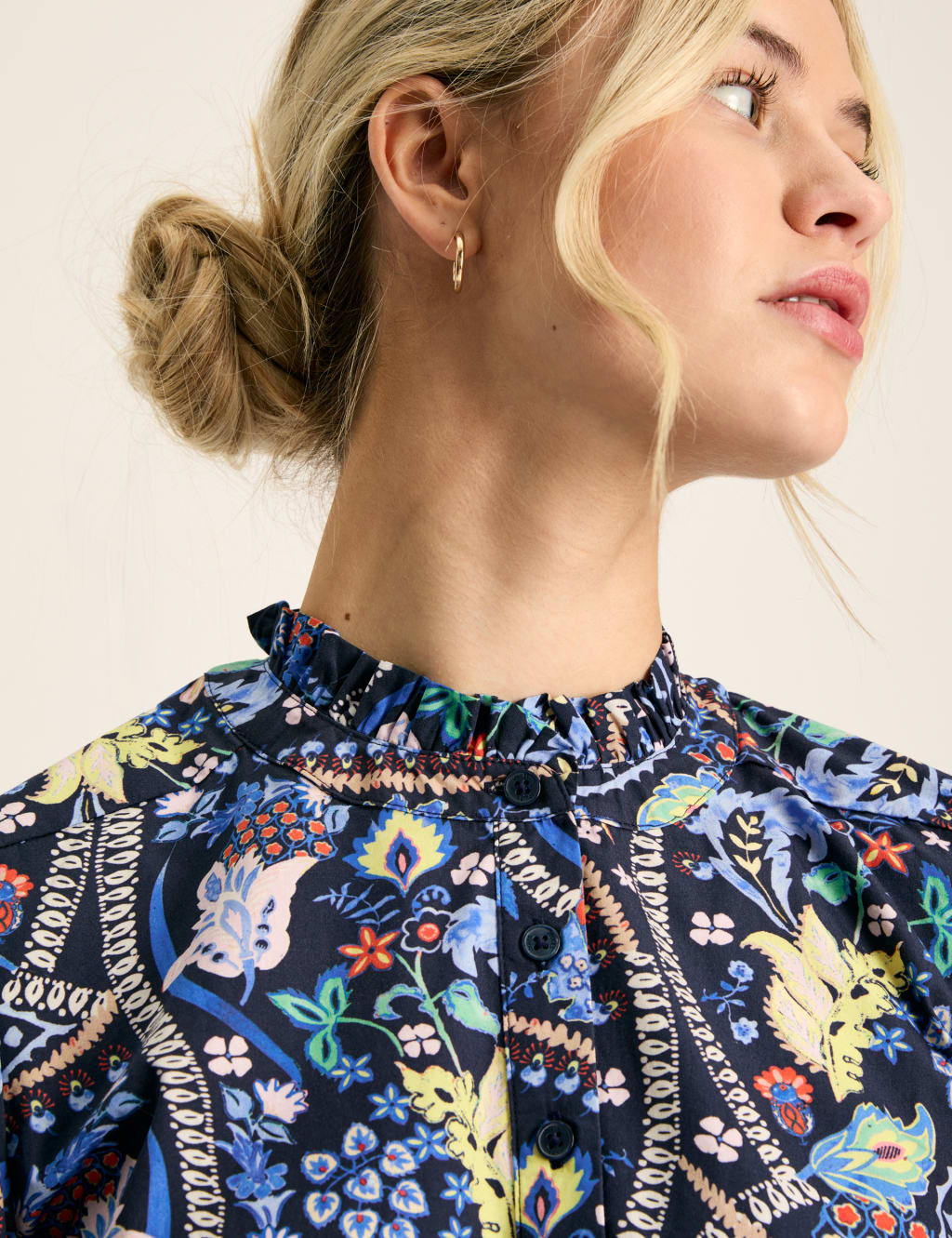 Pure Cotton Floral High Neck Blouse 5 of 7