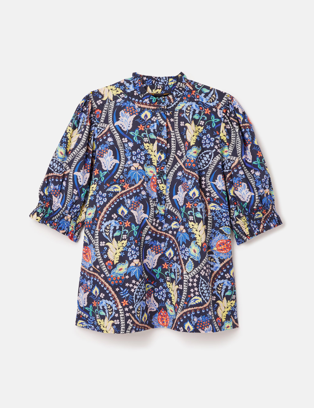Pure Cotton Floral High Neck Blouse 2 of 7